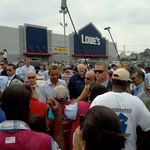 Obama at a Lowe's where hurricane relief was set up